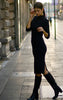 black cotton sustainable dress on model street style 