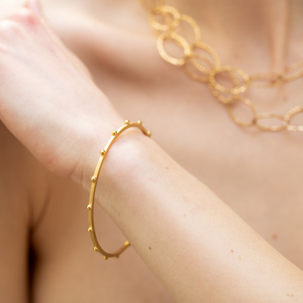 Modern Gold Bangle Bracelet in 18k Satin Finish 