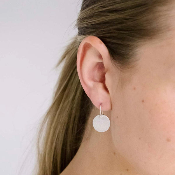Sterling Silver Round Disk Modern Earring