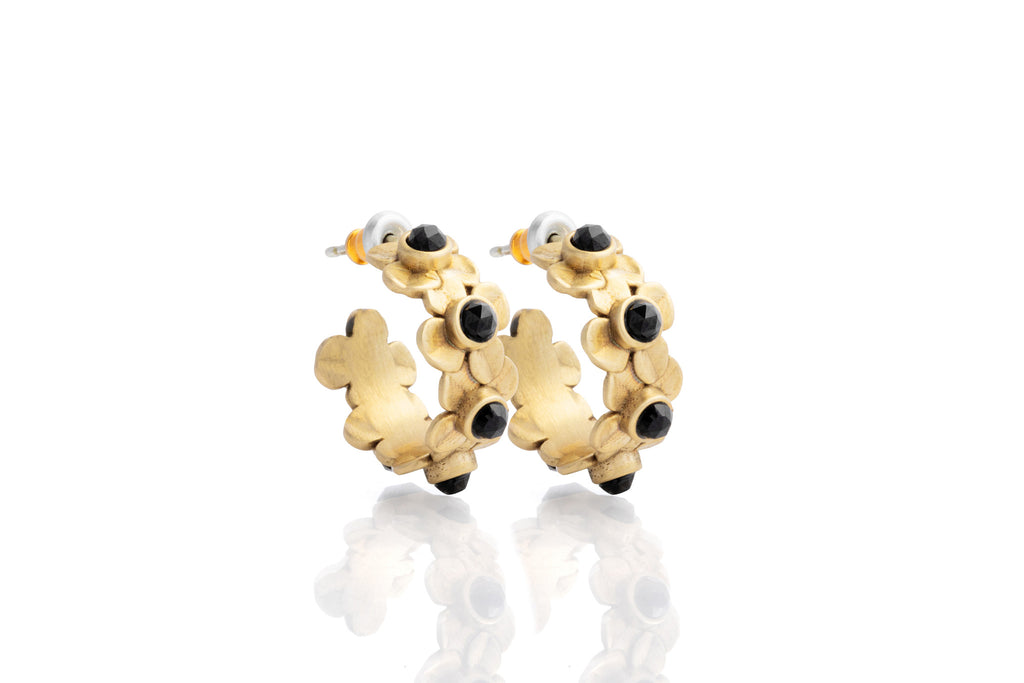 Flor Huggie Hoop with 3mm Black Spinel