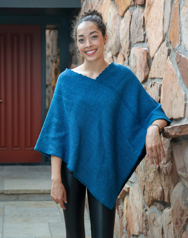 Naturally Dyed Dark Indigo 100% Cotton Mañanita Poncho