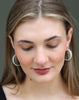 Sterling Silver Flower Design Light Weight Medium Hoop with Black Spinel Stones
