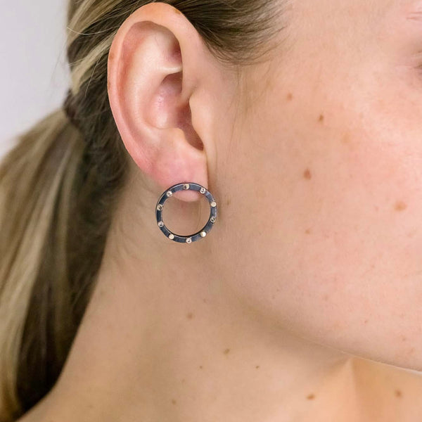 Lluvia Small Open Circle Diamond Earrings in 14K