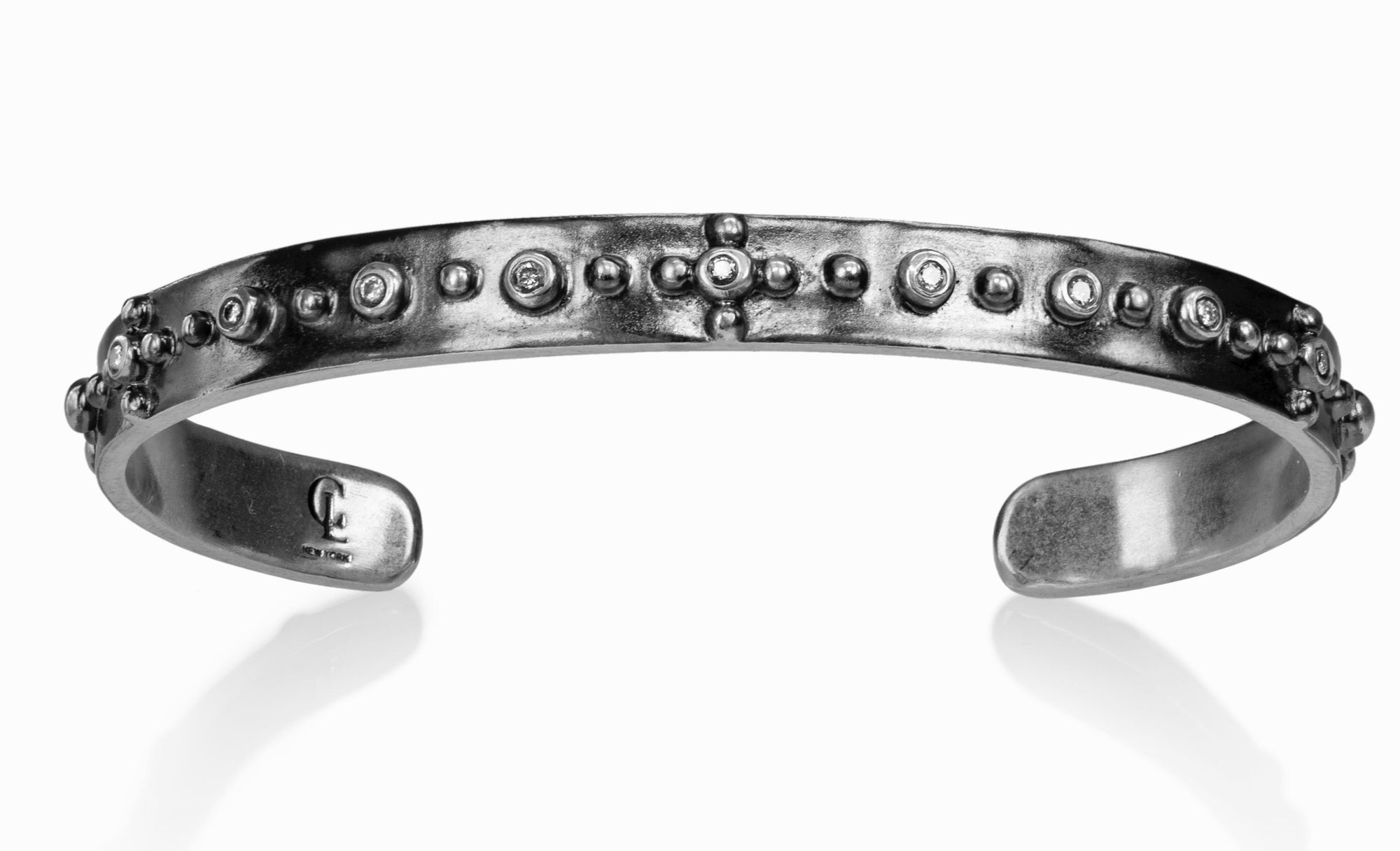 close up of sterling silver bracelet