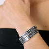 Mission Small Slim Cuff No. 5 in Sterling Silver with Salt & Pepper Diamonds