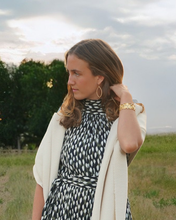 Oval Drop Beaded Earring