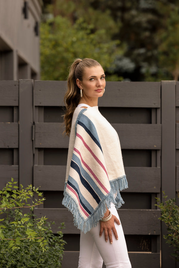 Naturally Dyed Multi Colored & Striped Cotton Mañanita Poncho