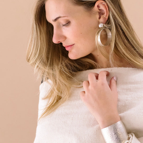 on model large hoop earrings
