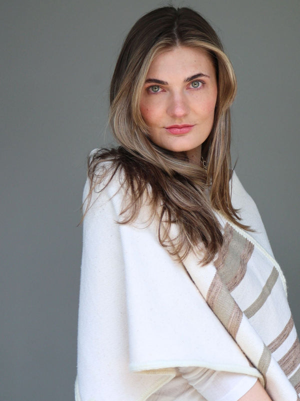 Naturally Dyed Cotton Striped Mañanita Poncho