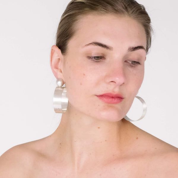 on model large hoop earrings 