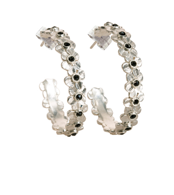 Oxidized Sterling Silver Large Lluvia Hoop Earrings
