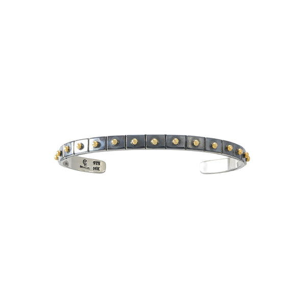 El Rey Small Slim Cuff in Oxidized Sterling Silver and 14K
