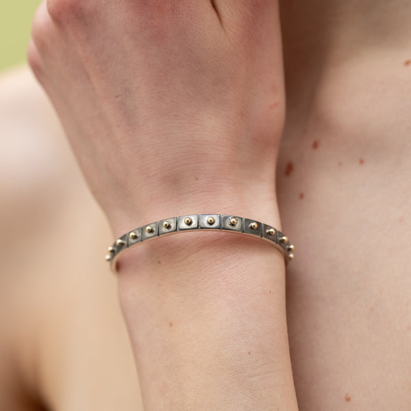 El Rey Small Slim Cuff in Oxidized Sterling Silver and 14K