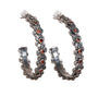 Flor Oxidized Sterling Silver Medium Hoop with Garnets