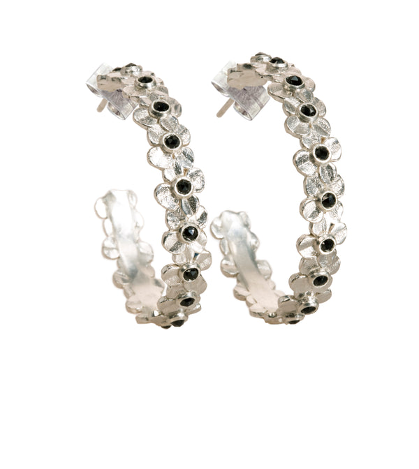 sterling silver earrings with small black stones