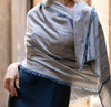 Naturally Dyed Indigo Scarf with Cadena Pattern