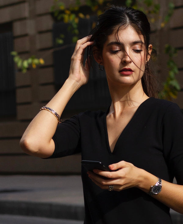 on model - street scene with bangles 
