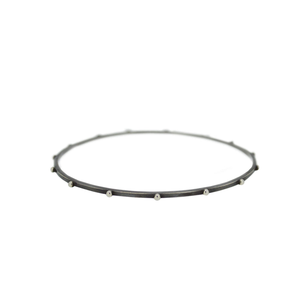 Lluvia Beaded Bangle in Oxidized Sterling Silver