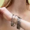 Sterling Silver slim bangles with 14k gold hand placed beading 