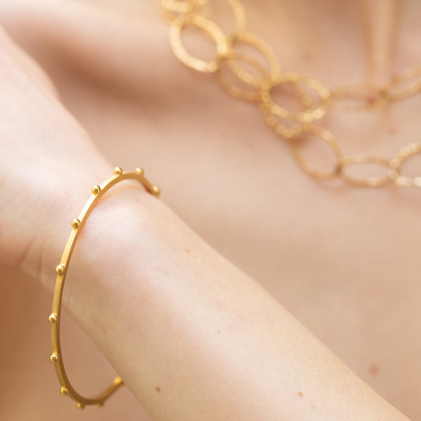 Modern Gold Bangle Bracelet in 14k Satin Finish 