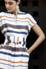 Striped Dress short sleeves with obit belt 