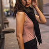 Cotton Artisan Made Mexican Style Black Scarf with Fringe
