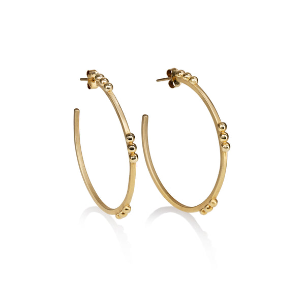 Trinity Medium Hoop in Recycled Brass and 14k Gold